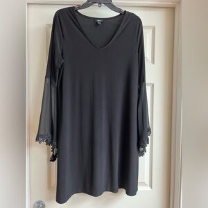 Black Long Sleeve Dress with Lace Trim